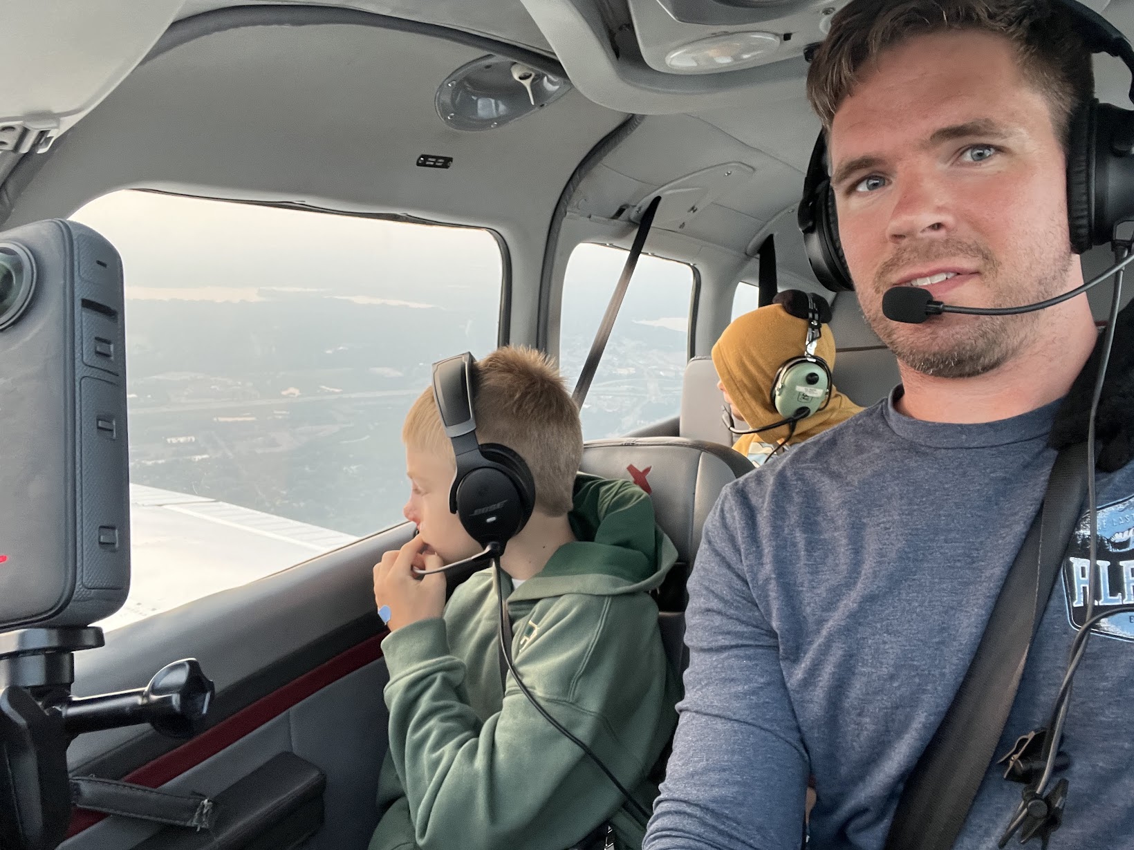 Jason flying with his kids