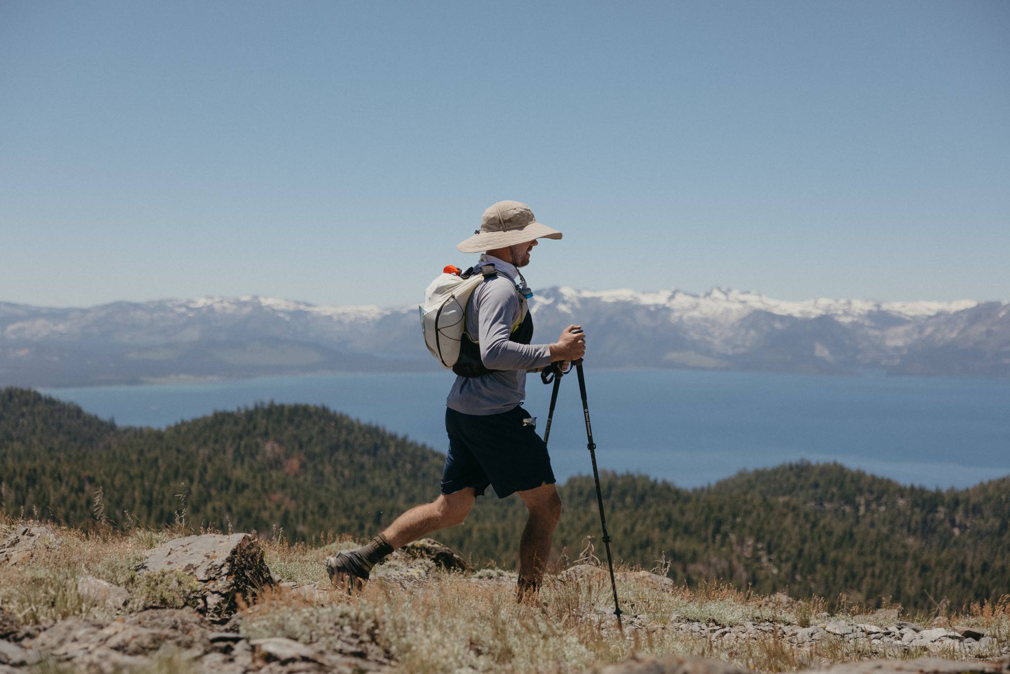 Jason ultrarunning above Lake Tahoe